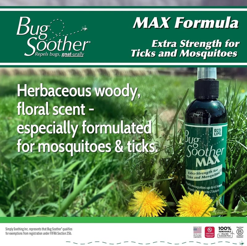 Bug Soother MAX Natural Mosquito & Tick Repellent & Deterrent Spray – Non-Toxic, Pet & Kid Safe, Essential Oil Based, Outdoor Protection for Camping, Hiking, Pets & Backyard (3 4 oz Spray Bottles) - Image 4